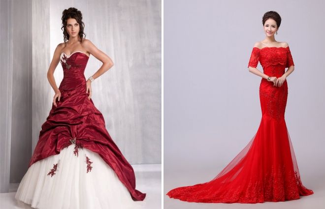 Красные модные свадебные платья